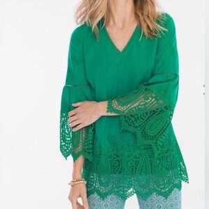 Chico’s Crochet Trim Top green size 1